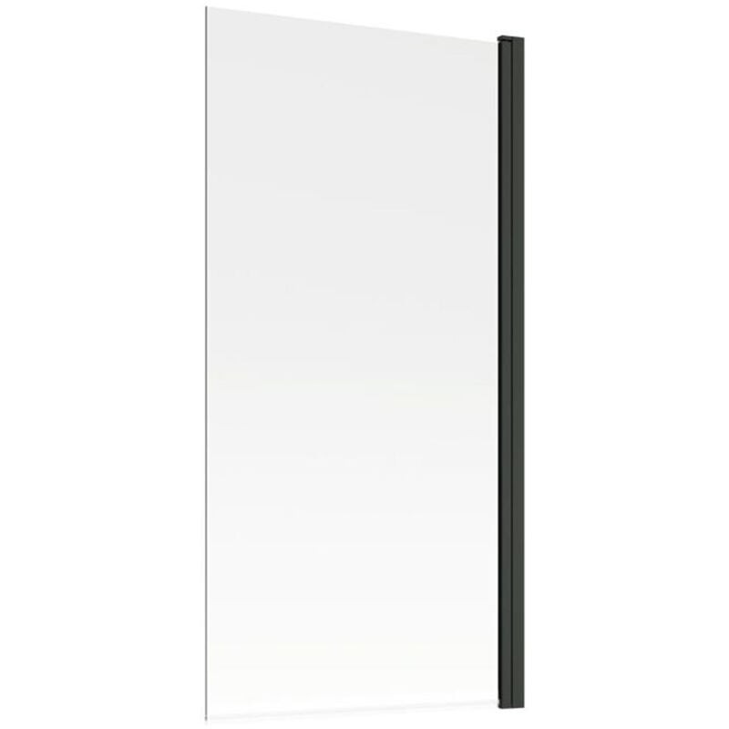 Square Edge Bath Screen Matt Black 6mm Thick - Adjustment 790-805 - 800 x 1400mm