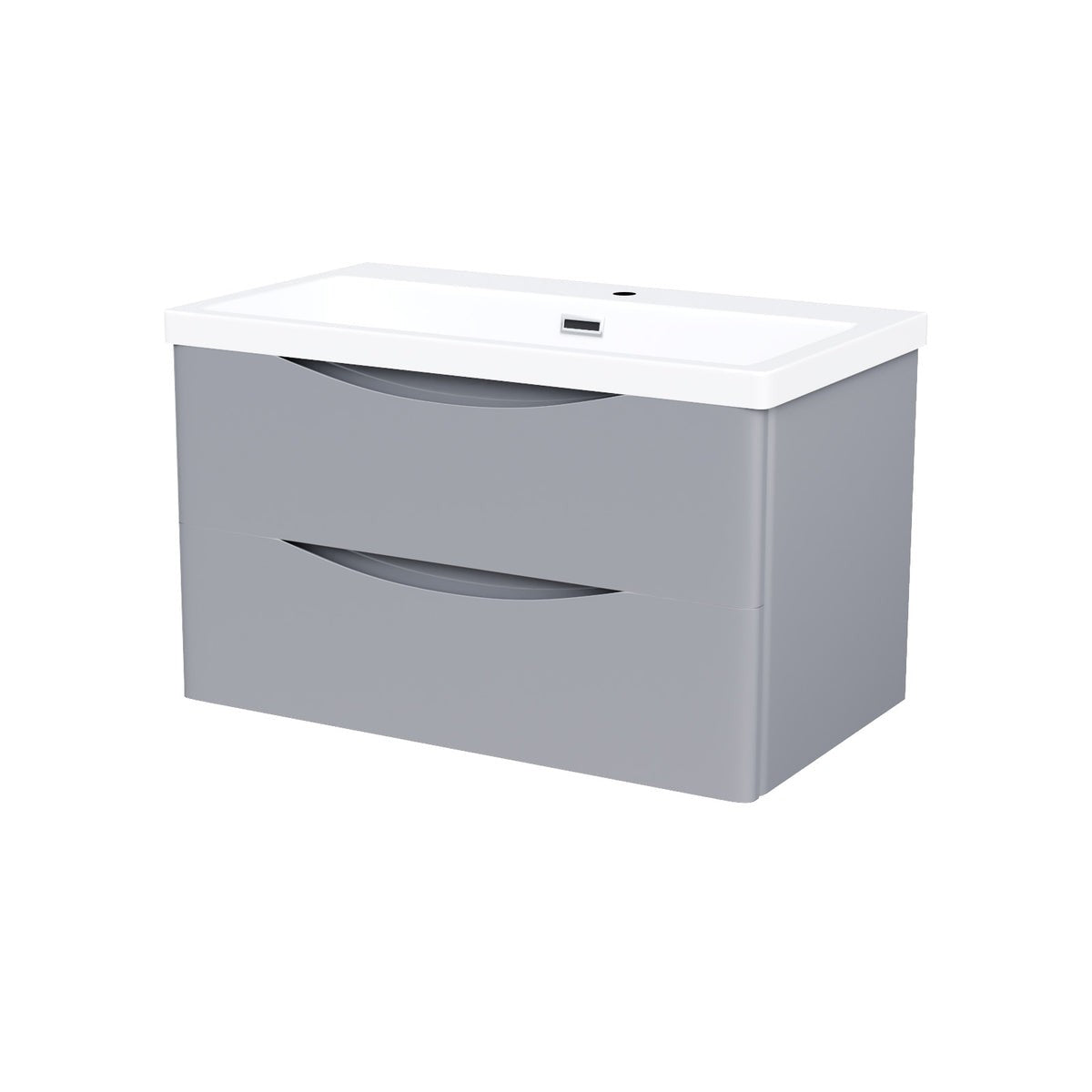 DWELTA 800 Wall Hung Matt Grey Resin Basin - 800w x 500h x 450d