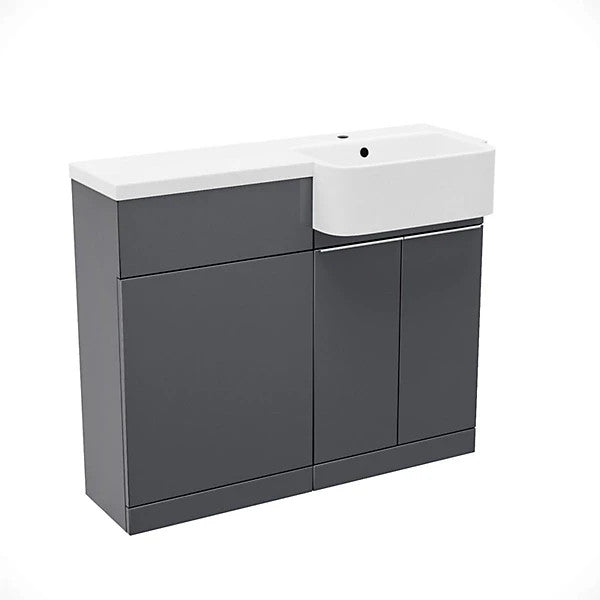 PRELIM 1000 Right Freestanding Anthracite Resin Basin - 996w x 845h x 380d