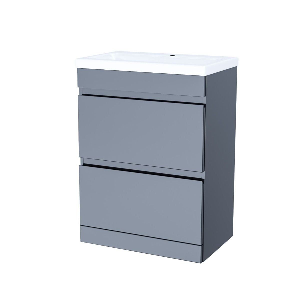 HARROW 800 Floorstanding Twin Drawer Matt Grey Ceramic Basin 800w x 835h x 395d