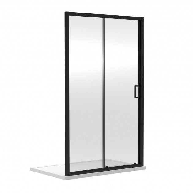 MARINA 6 Shower Slider Door 6mm Clear Glass Matt Black