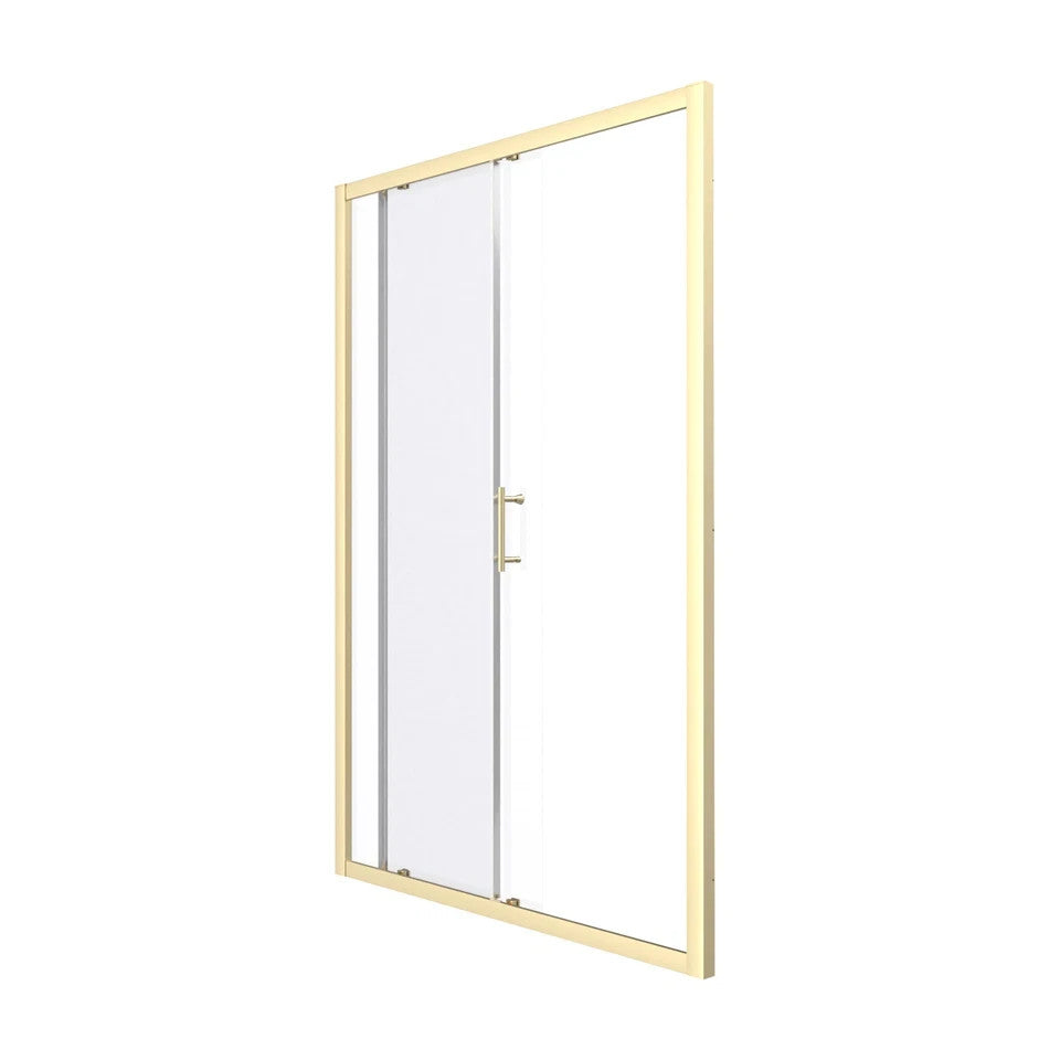 MARINA 6 Shower Slider Door 6mm Clear Glass Brushed Brass