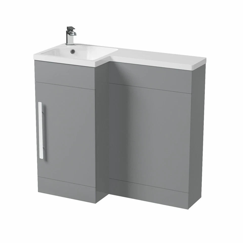 HARRIS 900 Left Matt Grey Bathroom Resin Basin - 900w x 840h x 380d