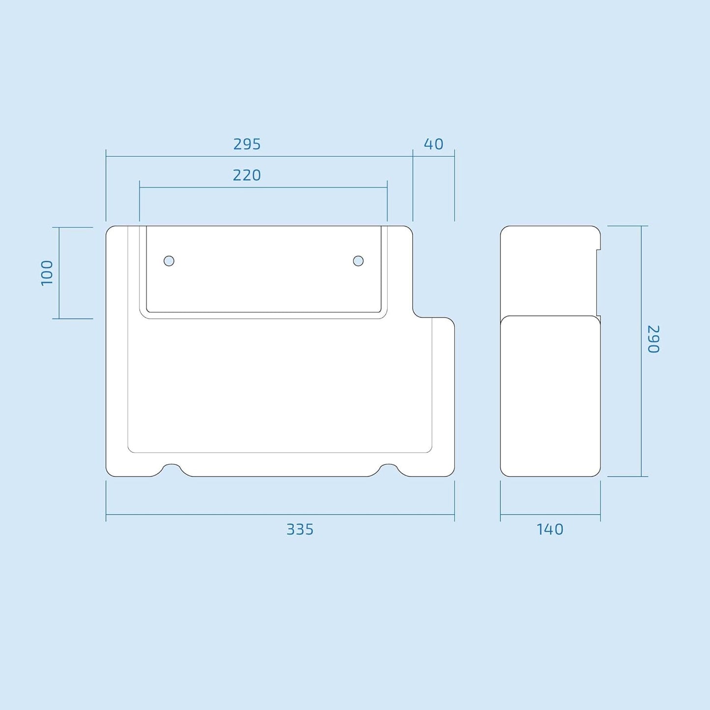 Concealed Cistern with Side Inlet | Compact Toilet Tank 335x290x140mm