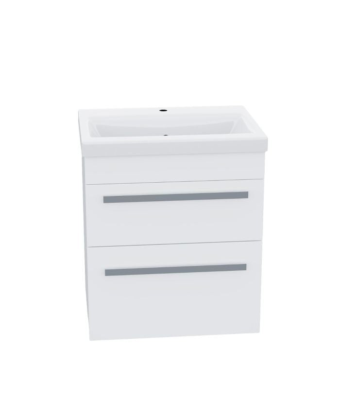 DEVON 500 Wall Hung Twin Drawers White Anthracite Basin - 510w x 550h x 390d