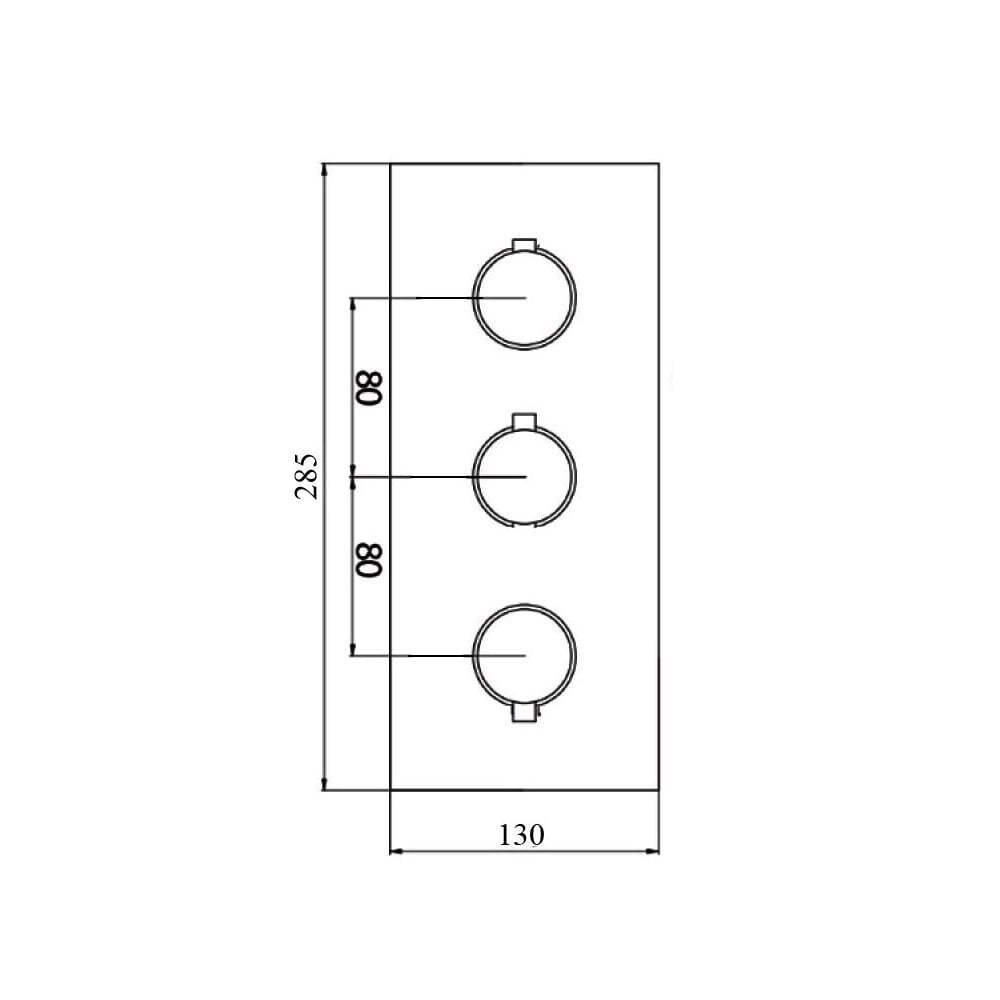Round 2 Outlet 3 Handle Thermostatic Concealed Shower Valve