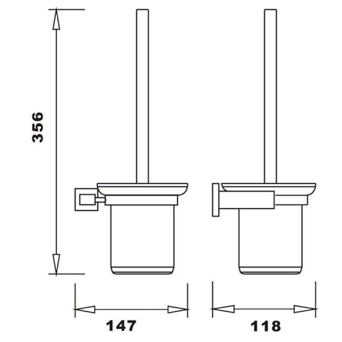 Moda Toilet Brush & Holder – Matte Black Wall Mounted Bathroom Cleaner Set