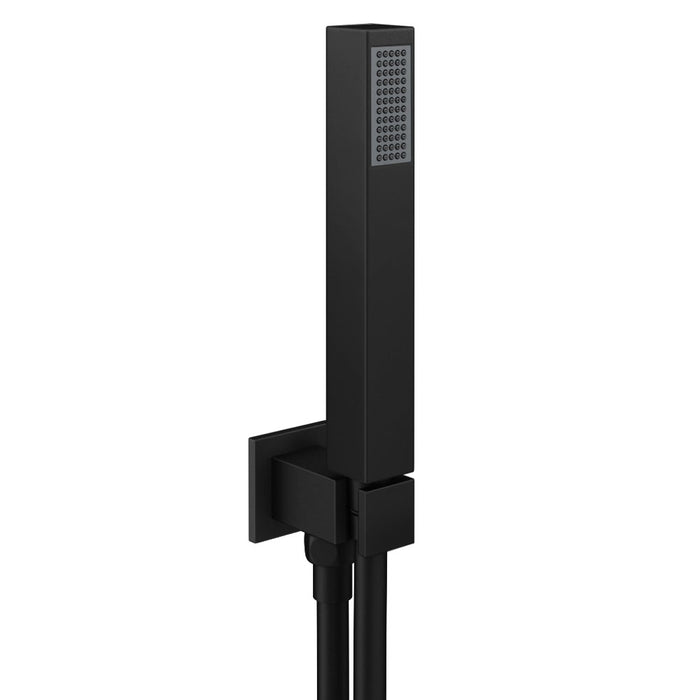 Square Shower Handset with Hose & Wall Outlet – Matt Black Modern Bathroom Set