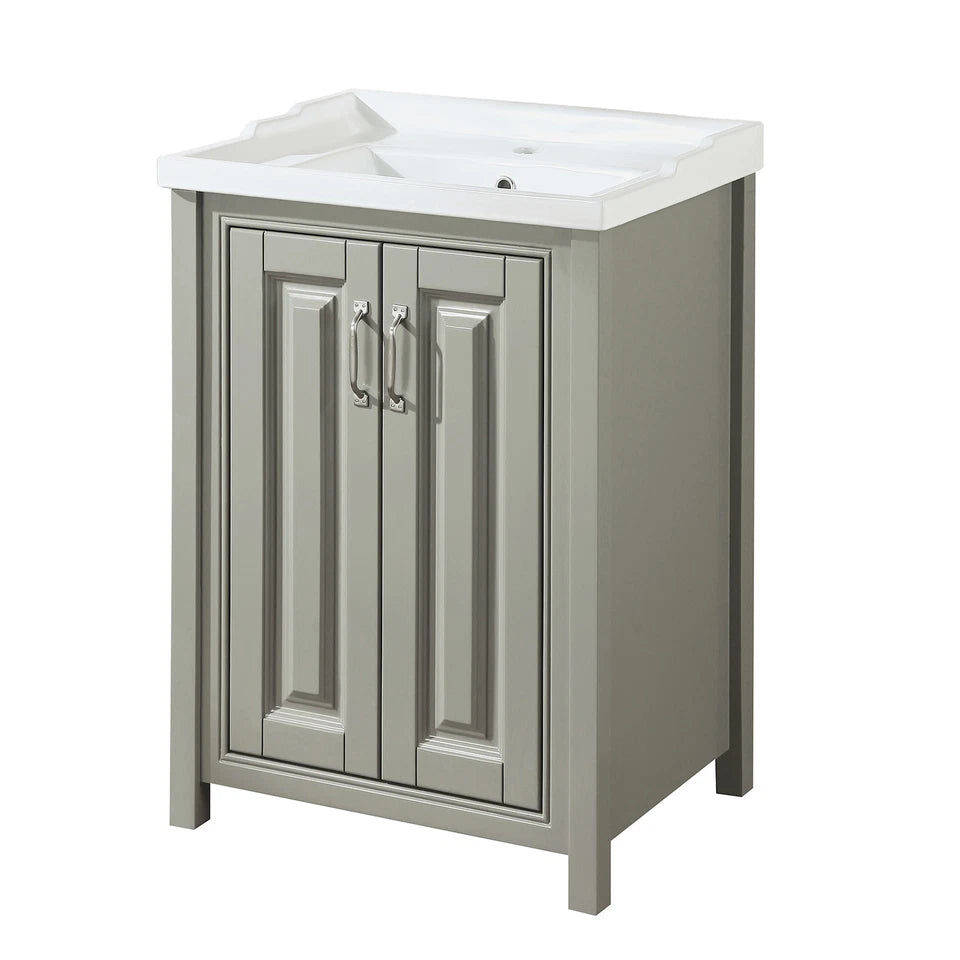 SHARATON 600 Stone Grey Vanity Unit with Ceramic Basin (610w x 840h x 460d)