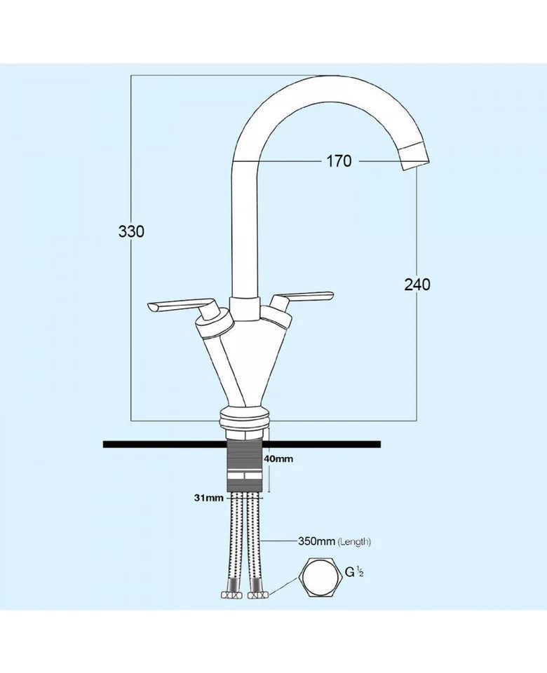 Twin Handle Kitchen Tap – Brushed Nickel Swivel Spout Mixer