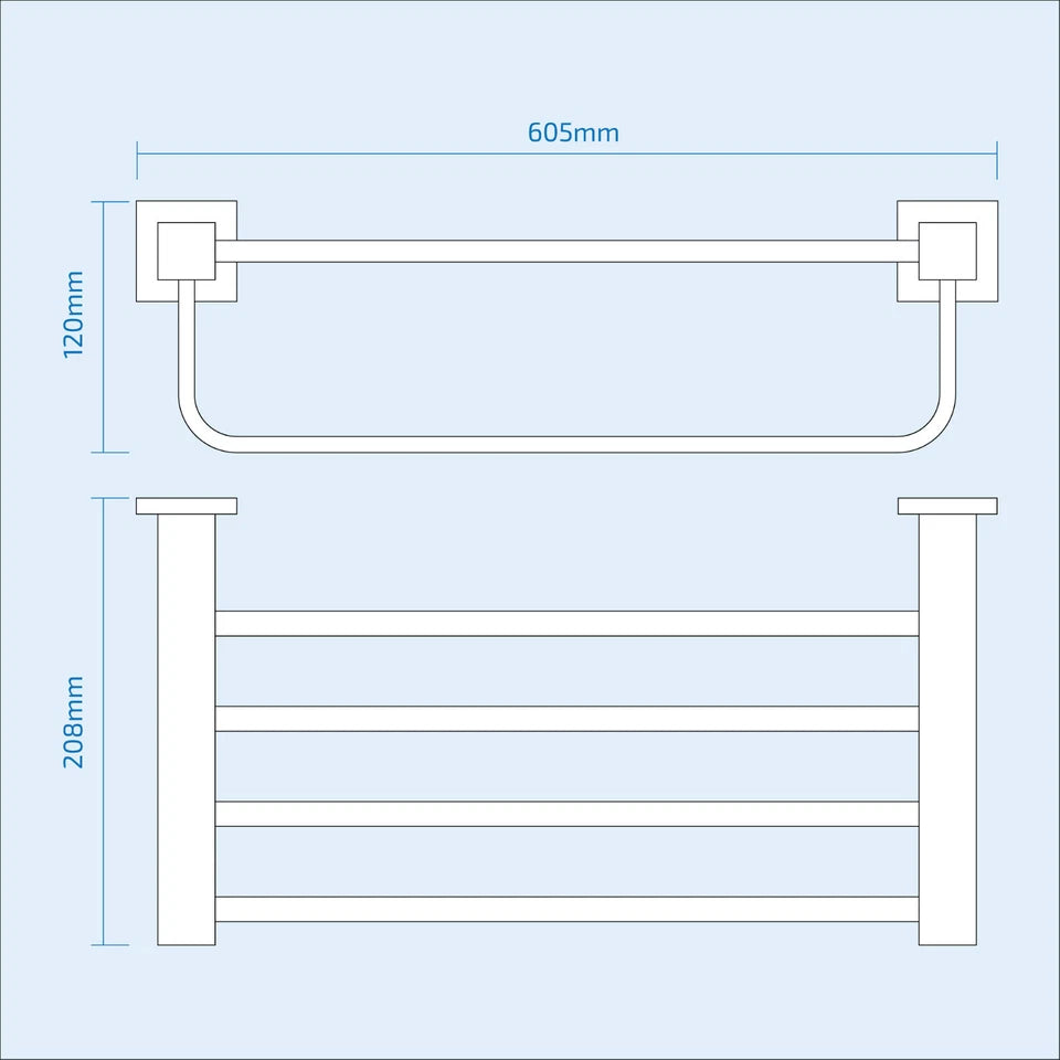 Moda Wall Mounted Towel Shelf with Rod – Chrome Bathroom Storage Rack
