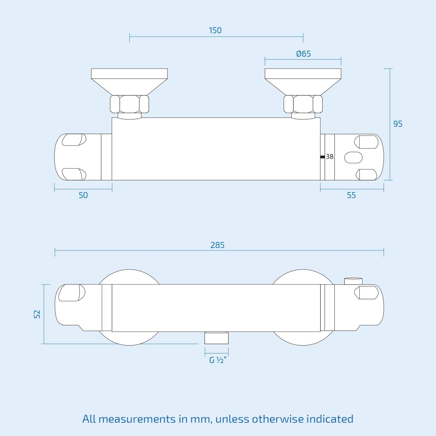 Rex Chrome Exposed Thermostatic Bar Mixer Valve – Modern Wall Mounted Faucet