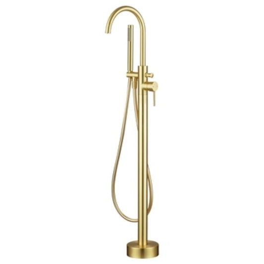 Eden Freestanding Bath Shower Mixer Tap with Handset - Brushed Brass
