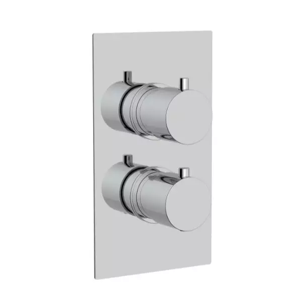 Concealed Thermo Mixer Valve Round Taurus Single Outlet 2 Knob 1 Way Diverter Round Plate
