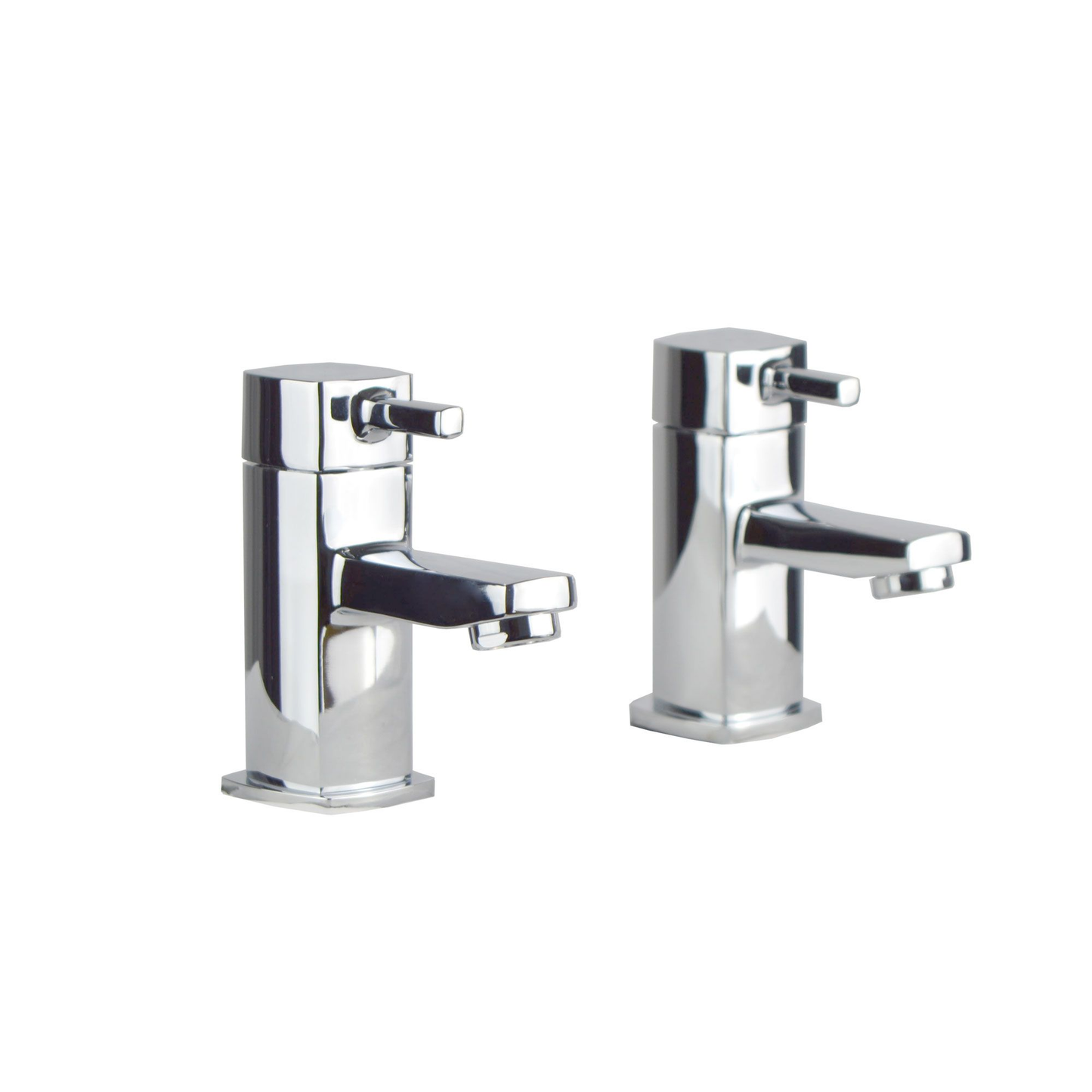 Boston Modern Set of Chrome Hot & Cold Twin Bath Taps Deck Mounted Brass