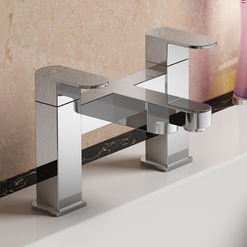 Nes Home Kento Chrome Square Bath Filler Mixer Tap