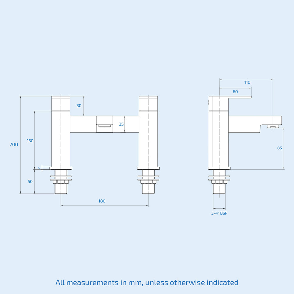 Nes Home Kento Chrome Square Bath Filler Mixer Tap
