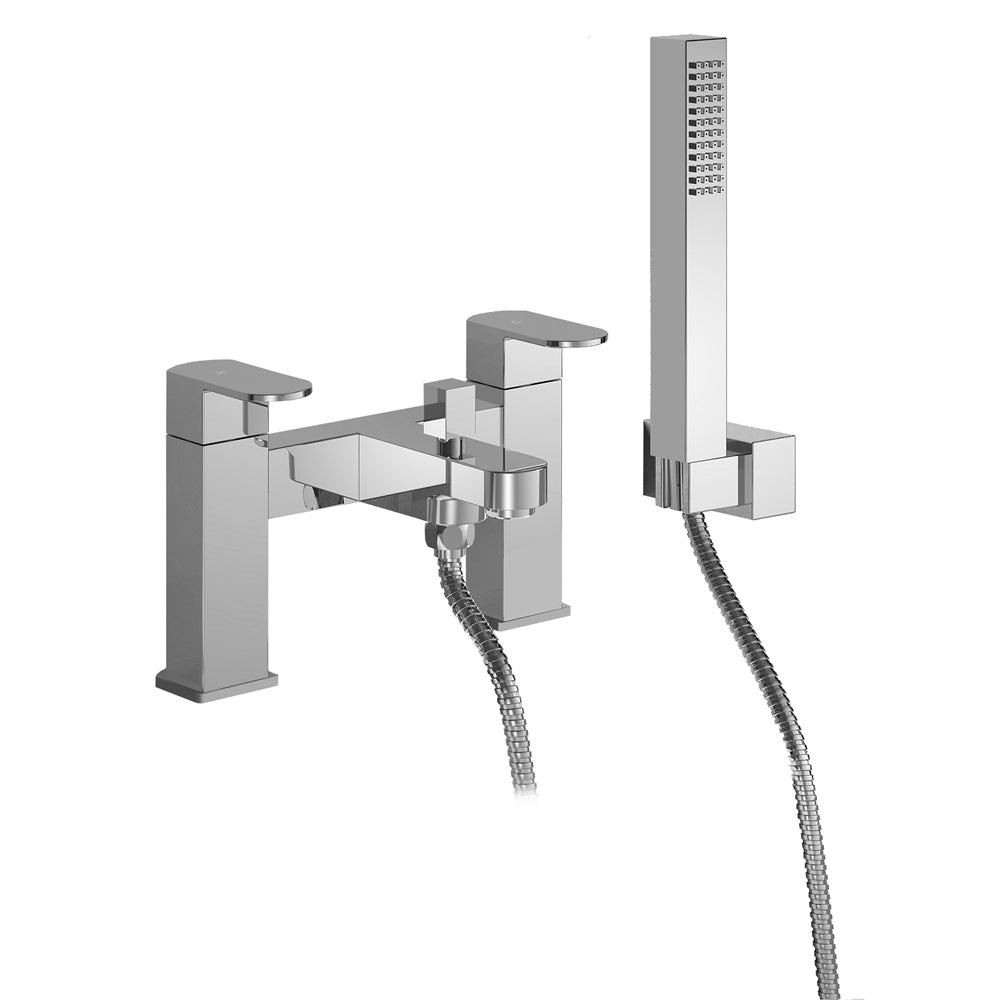 Nes Home Kento Chrome Square Bath Shower Mixer Tap with Handheld