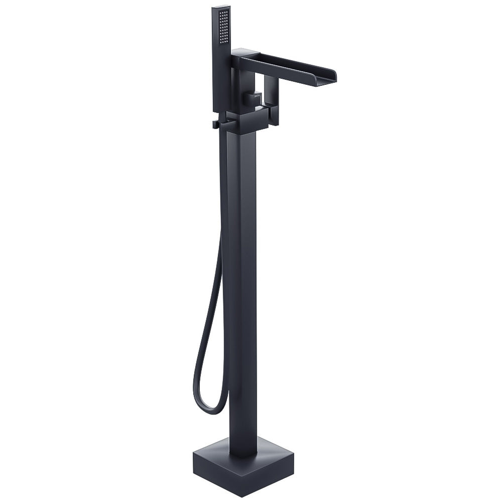 Freestanding Bath Shower Mixer Tap Matt Black – Modern Waterfall Design