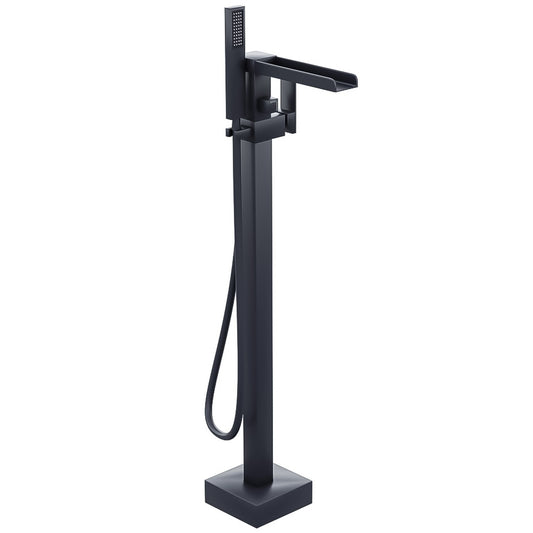 Freestanding Bath Shower Mixer Tap Matt Black – Modern Waterfall Design