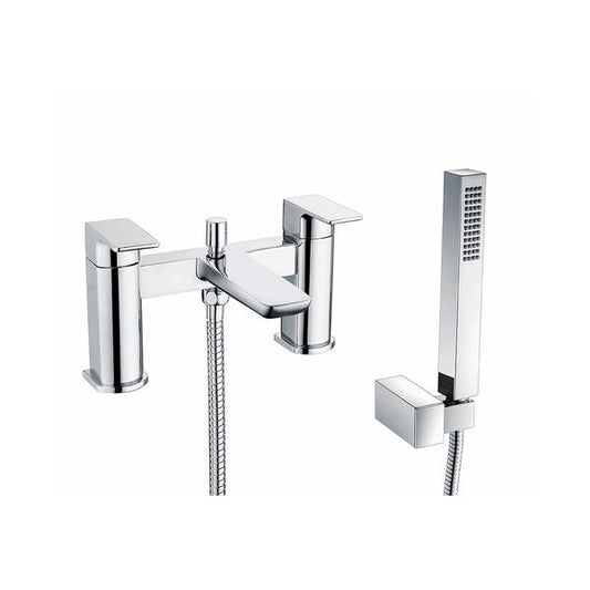 Prestige Deck Mounted Bath Shower Mixer Tap – Chrome Finish with Shower Kit & Wall Bracket