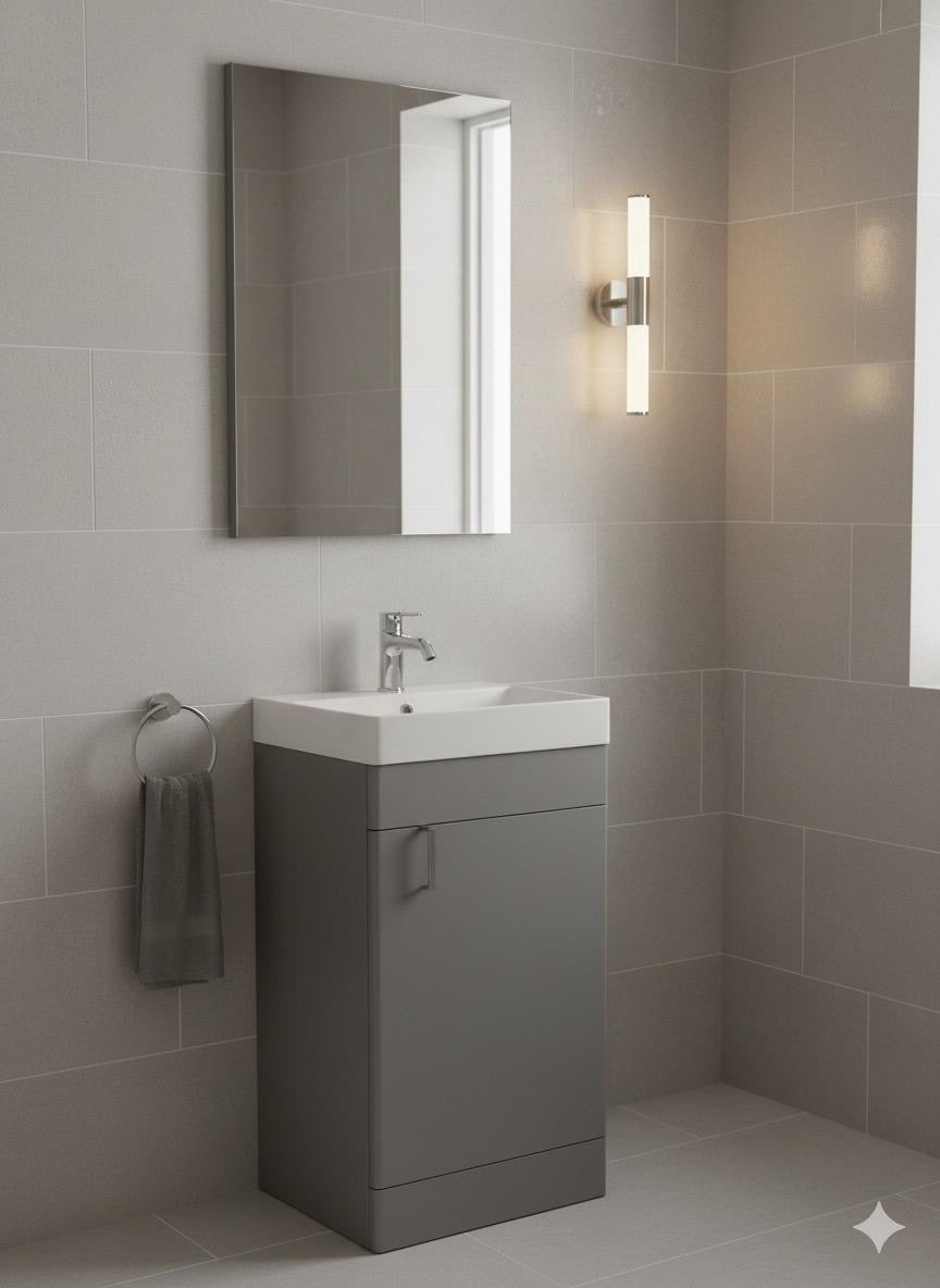 DEVON 400 Floorstanding Matt Grey Ceramic Basin - 400w x 790h x 220d
