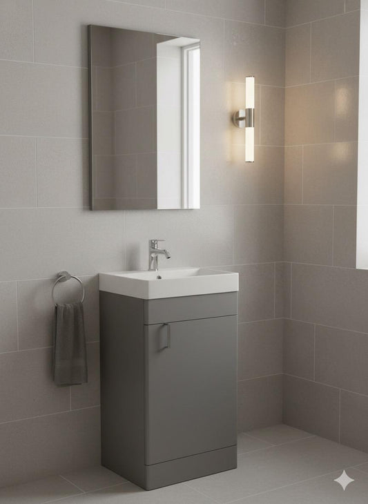 DEVON 400 Floorstanding Matt Grey Ceramic Basin - 400w x 790h x 220d