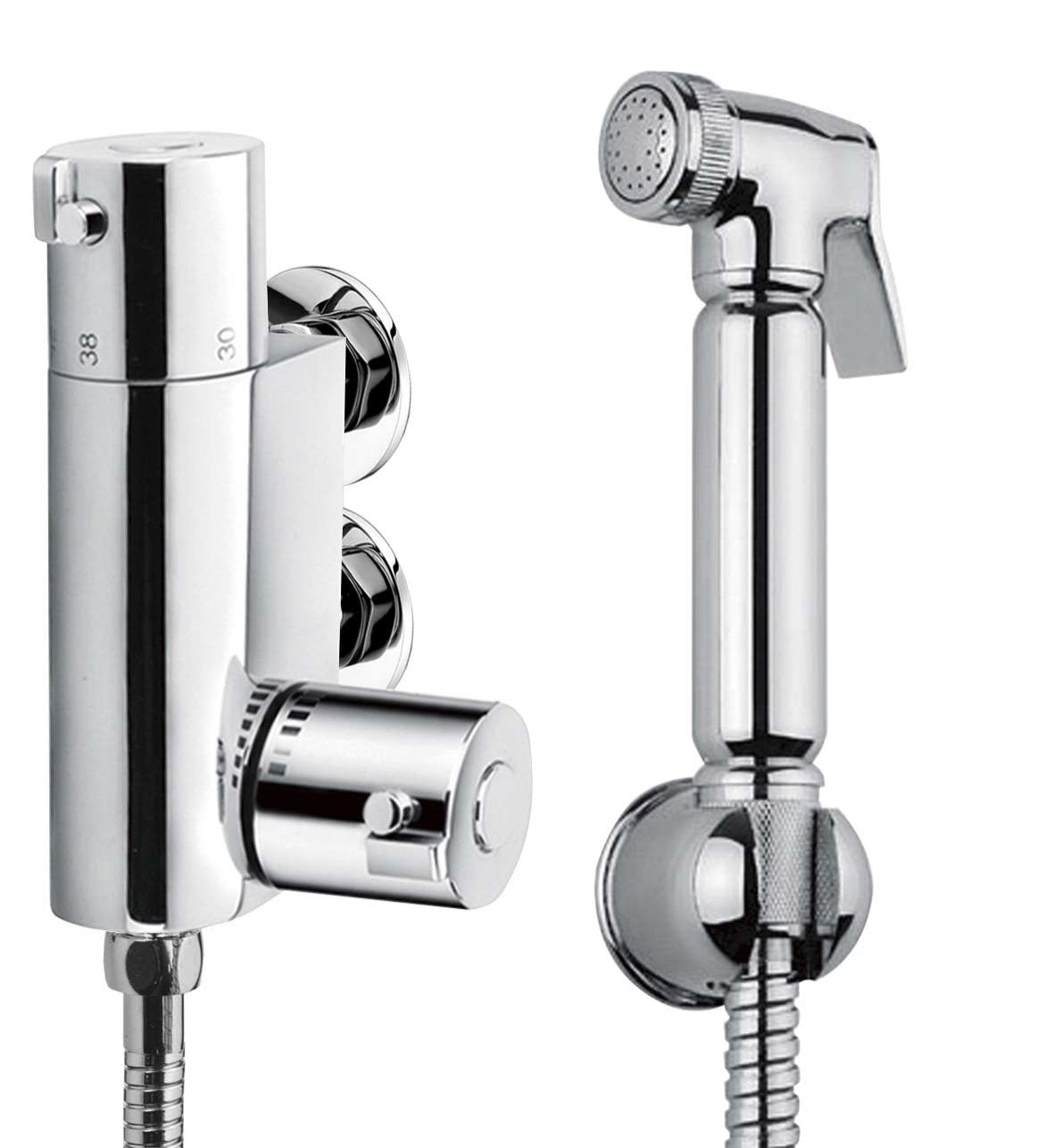 Mini Thermostatic Control Bidet Valve with Handheld Spray – Chrome