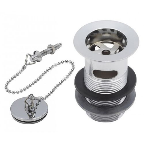 Round Slotted Plug & Chain Basin Waste – Chrome for Overflow Basins