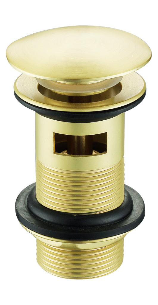 Round Dome Slotted Sprung Basin Waste – Brushed Brass Finish