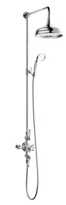 The Pantiles Dual Control Wall Mounted Exposed Thermostatic Shower Mixer - Chrome/White