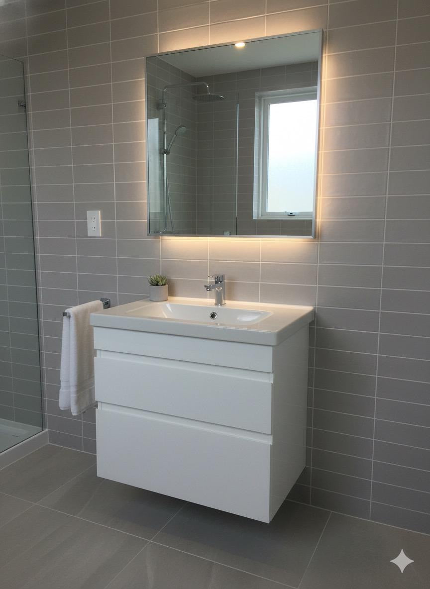 PVC Vanity 500 Wall Hung Twin Drawers • Waterproof Vanity • Ceramic Basin 510w x 585h x 395d