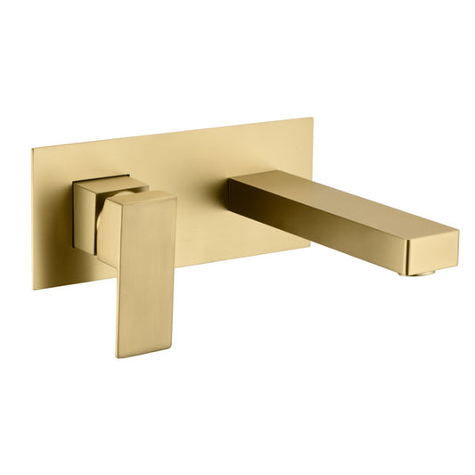 Prestige Wall Mounted Basin Mixer Tap – Brushed Brass Modern Bathroom Faucet