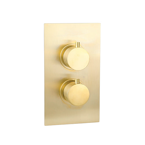 Twin Round Handle, 1 Outlet Concealed Valve Brushed Brass