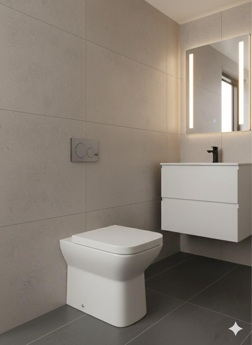 Fife Rimless Back to Wall Pan & Soft Close Seat 360w x 400h x 600d - White