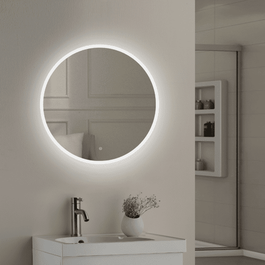 LED Round Bathroom Mirror 600mm with Demister & 6000K Cool White Lighting