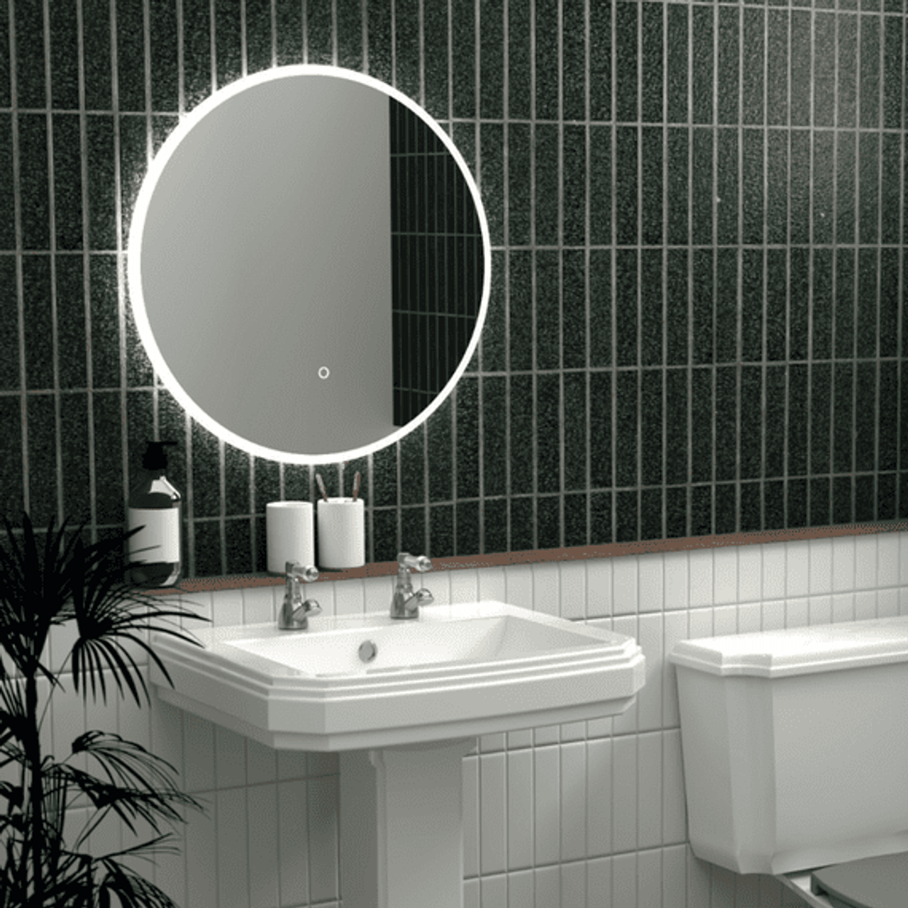 LED Round Bathroom Mirror 600mm with Demister & 6000K Cool White Lighting