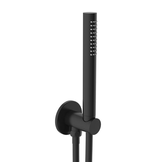 Round Shower Handset with Hose & Wall Outlet – Matt Black Modern Bathroom Set