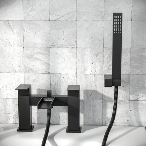 Zenith Bath Shower Mixer Tap Matt Black with Shower Kit & Bracket