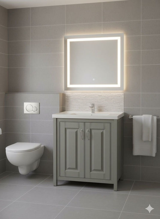 SHARATON 800 Stone Grey Vanity Unit with Ceramic Basin (810w x 815h x 465d)