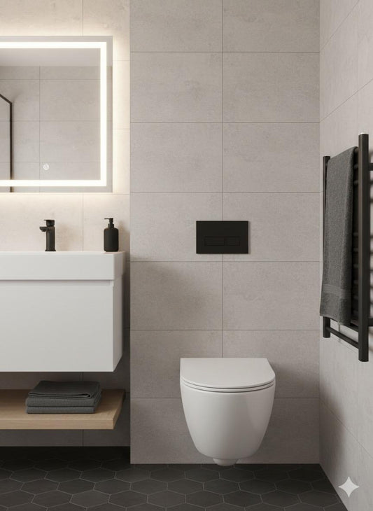 Square Flush Plate Black •PUSH Button Can Only Be Used for WC Frame 236w x 152h