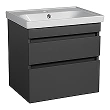 HARROW 800 Wall Hung Twin Drawers Anthracite • Ceramic Basin 800w x 585h x 395d
