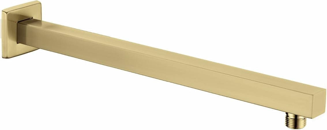 Brushed Brass Square Wall Mounted Shower Arm – 300mm Modern Bathroom Fitting