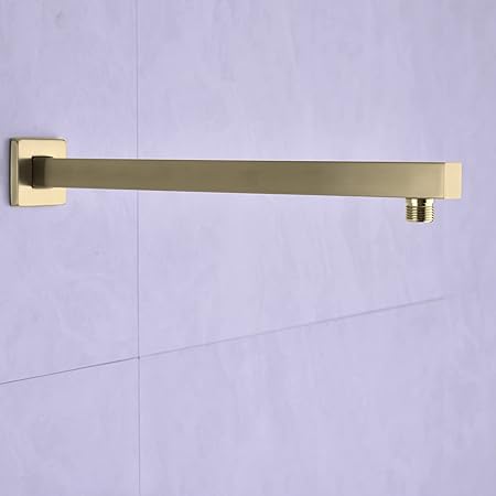 Brushed Brass Square Wall Mounted Shower Arm – 300mm Modern Bathroom Fitting