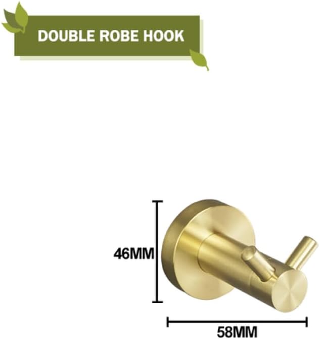 Alpha Brushed Brass Robe Hook – Wall Mounted Bathroom & Closet Hook