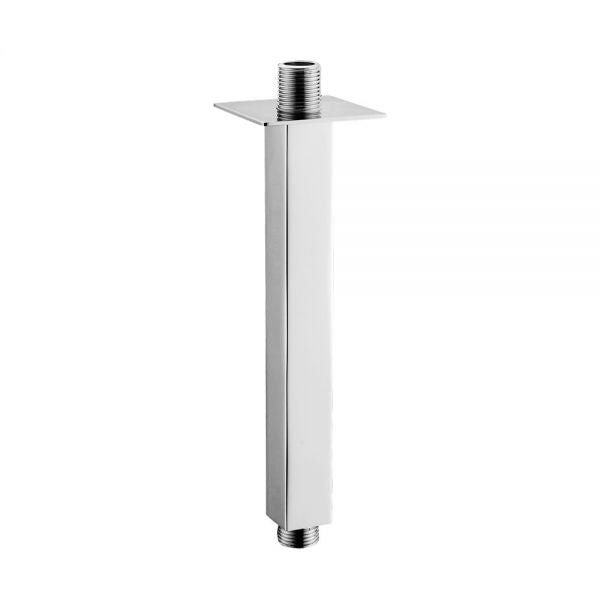 Square Chrome Ceiling Shower Arm – 8 Inch Extension Pipe with Flange