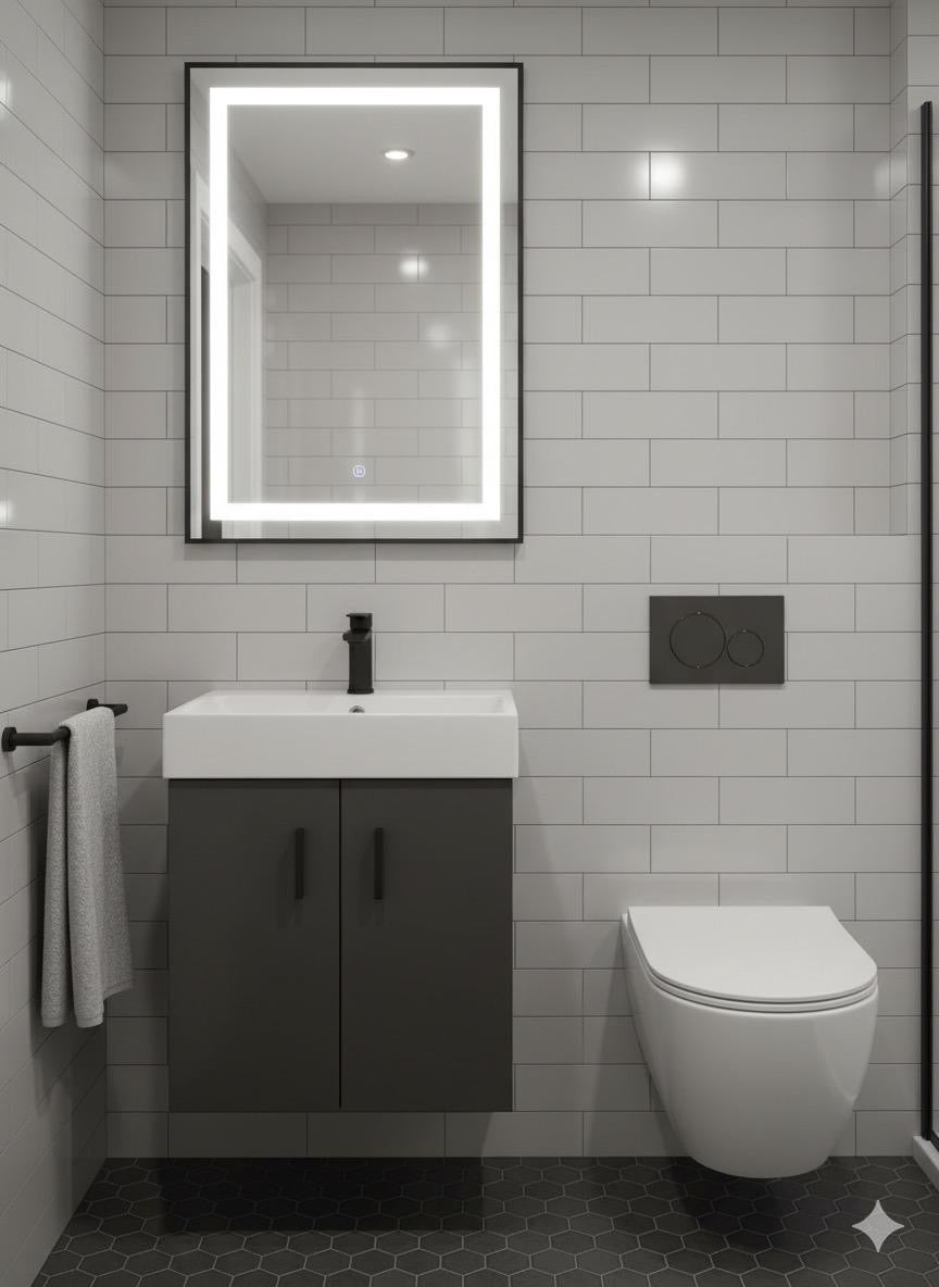 DEVON 450 Wall Hung Vanity Unit - Anthracite Finish with Ceramic Basin 450w x 585h x 310d