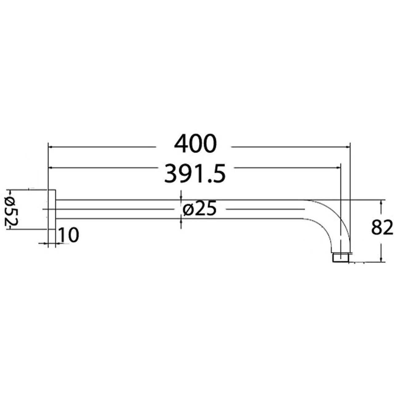 Matte Black Wall Mounted Shower Arm – 300mm L Shaped Extension Pipe with Flange