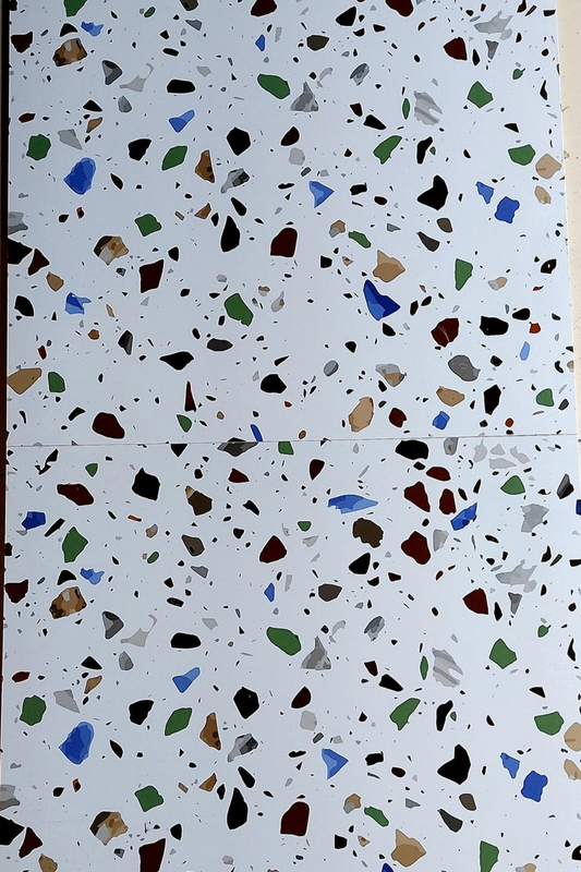 Platinum White Sparkle Gloss - Glossy Tile with Multi-Color Glitter Effect