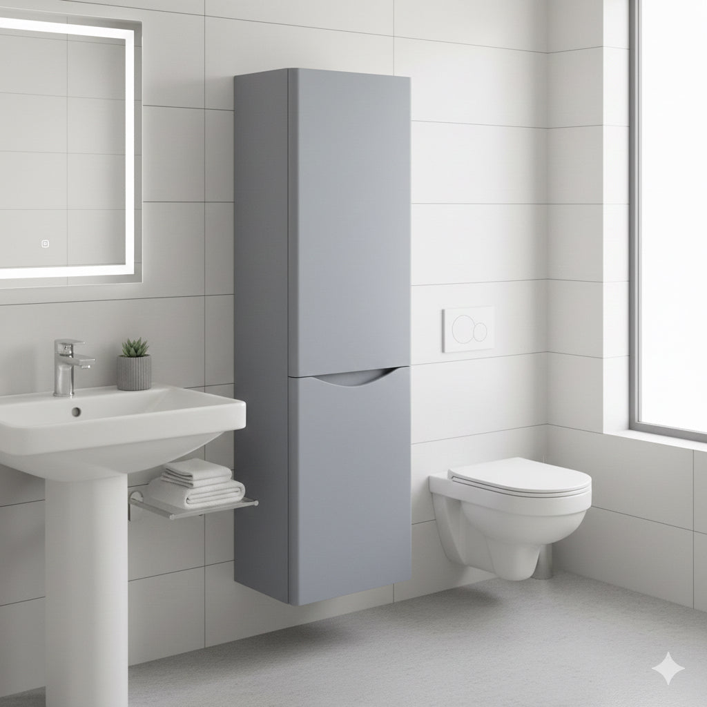 DWELTA Tallboy Storage Cabinet – Anthracite Finish | Slim Bathroom Unit
